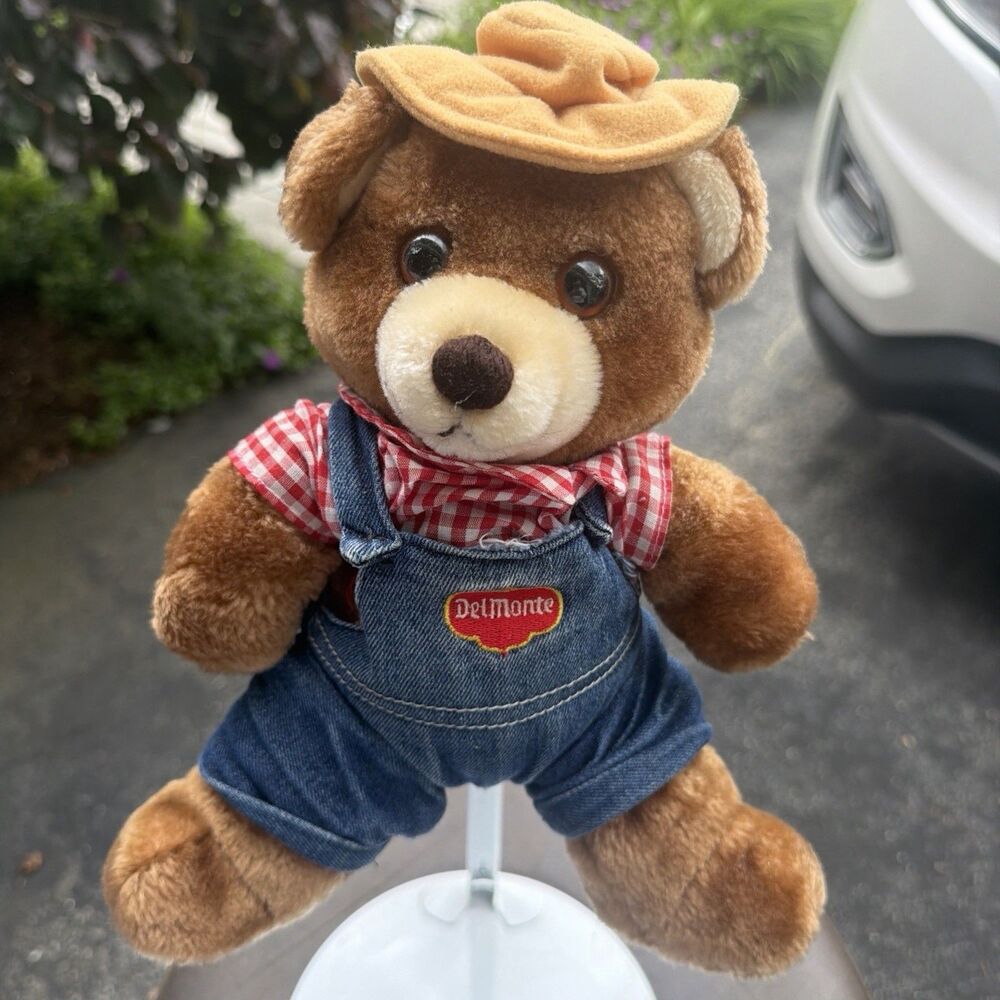 Del Monte Brawny Teddy Bear Plush Sitting 12" Vintage 1985 Dakin